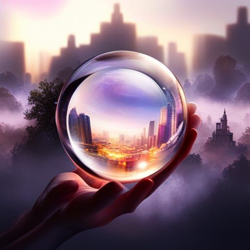 Futuristic Crystal Ball Fortune Teller: Hyperrealistic Art