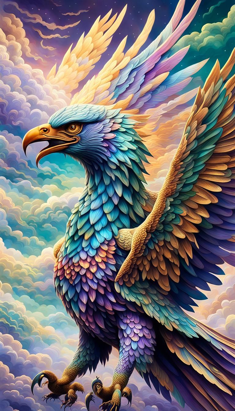 Garuda Soaring in Dreamy Sky: Fantasy Concept Art