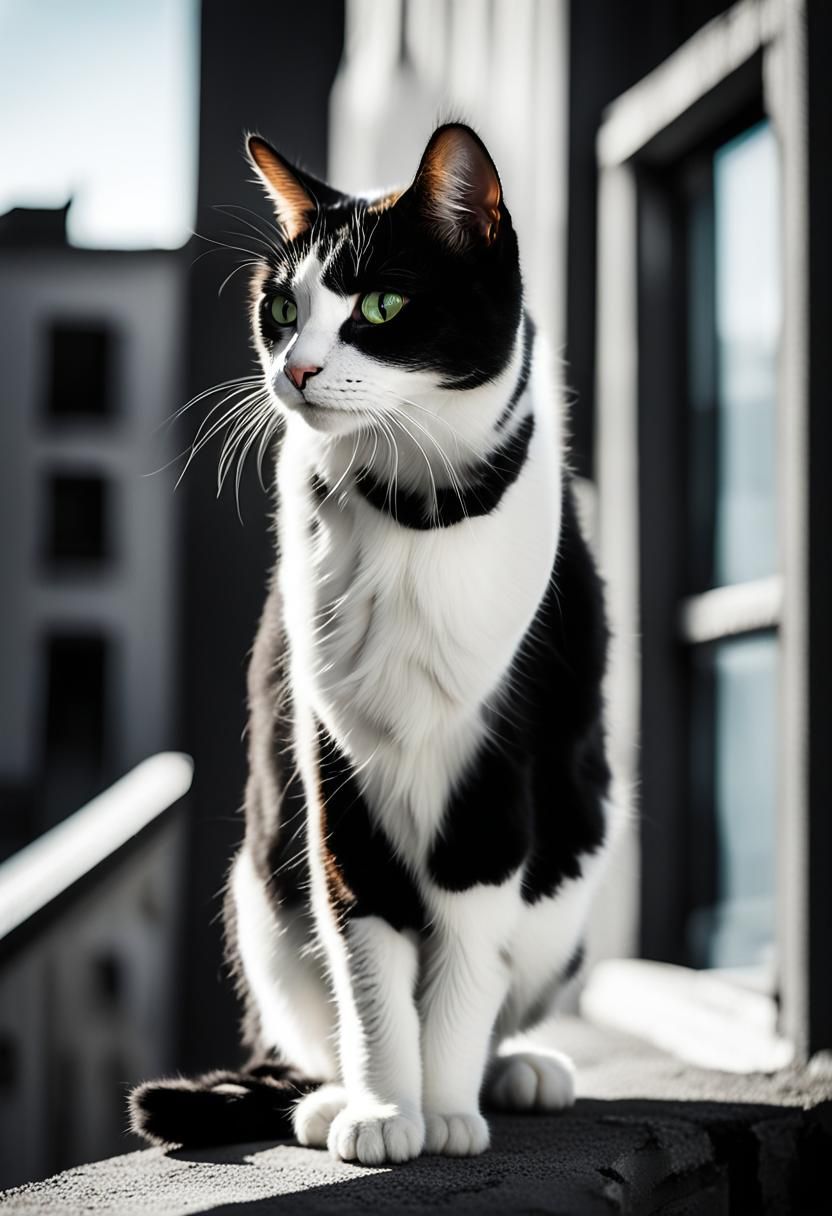 Noir Cat: Secret Agent on a Rooftop