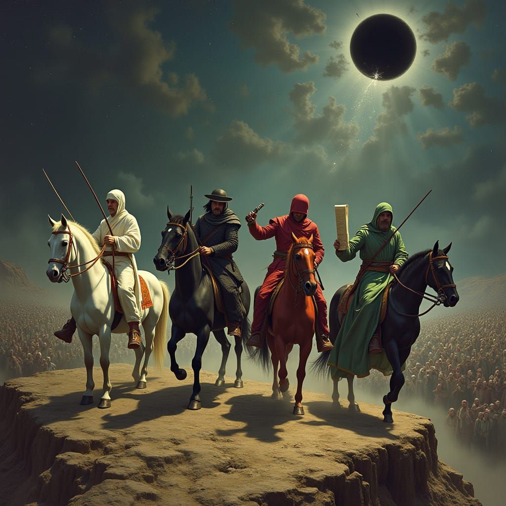 Apocalyptic Horsemen Ride Towards Doom in Dark Ominous Lands...