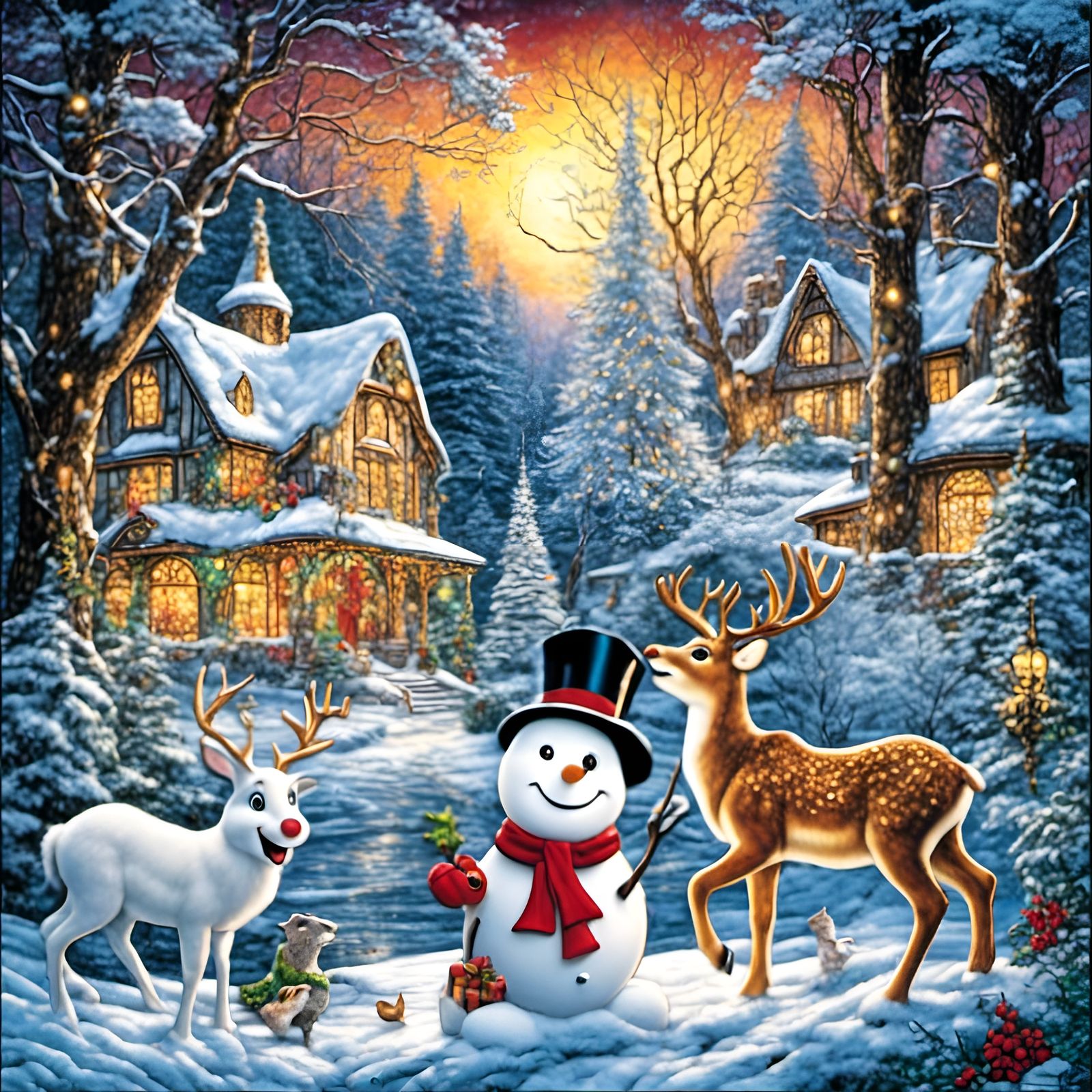 Frosty the Snowman Jigsaw Puzzle in Stained Glass