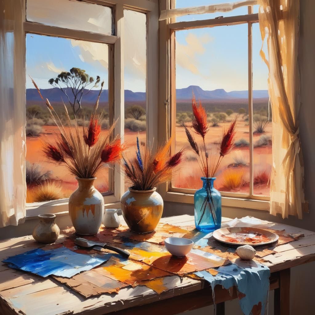 Australian Outback Still Life: Impressionist Oil Painting