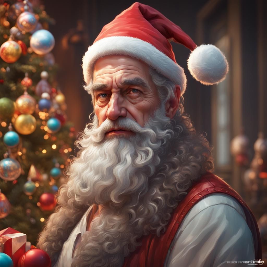 Santa Claus Portrait with Toys, Trending Art