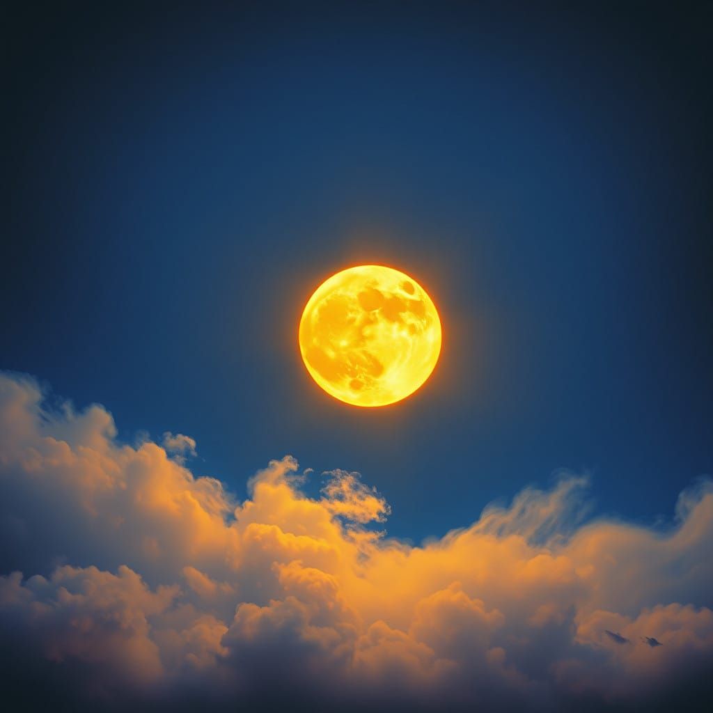 Ethereal Acid Moon in a Deep Indigo Night Sky