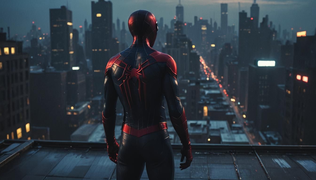 Spiderman in Gotham City at Dusk: Film Noir