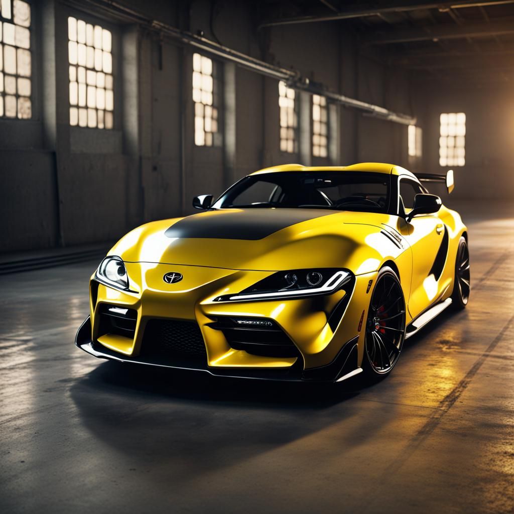 Yellow Toyota Supra MK4 Matte Painting