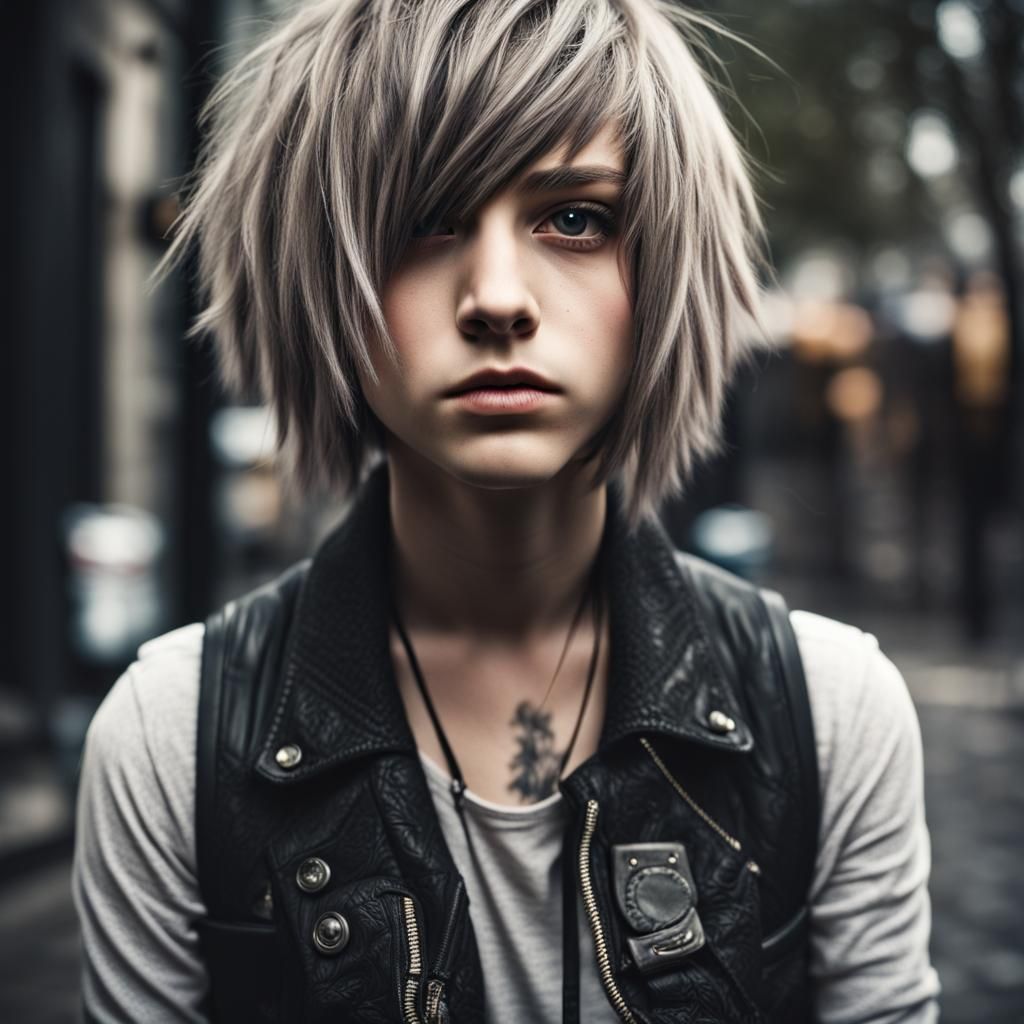Hyperrealistic Emo Haircut with Intricate Details