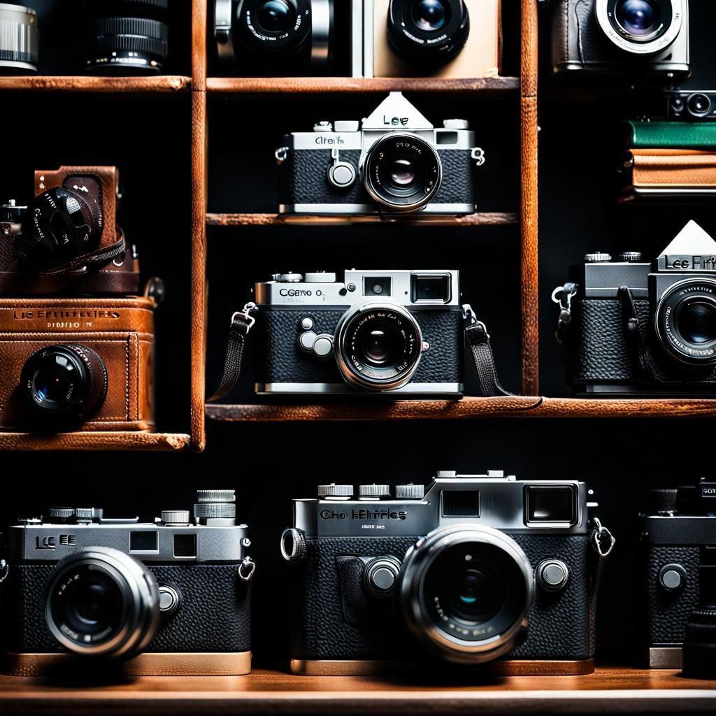 Rangefinder Camera on Shelf in Anime Style