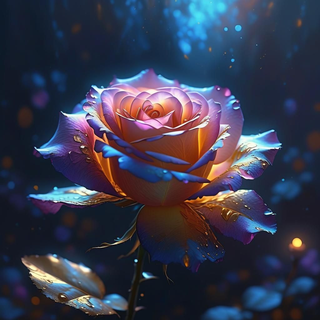 Dreamy Rose in Mystical Digital Painting
