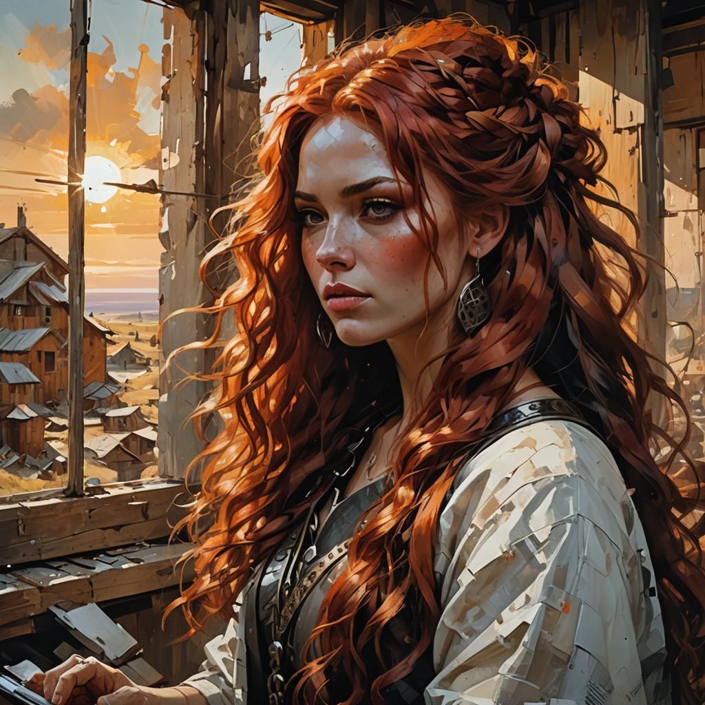 Norse Teen Crafts in Sunlit Smithy: Cubist Style