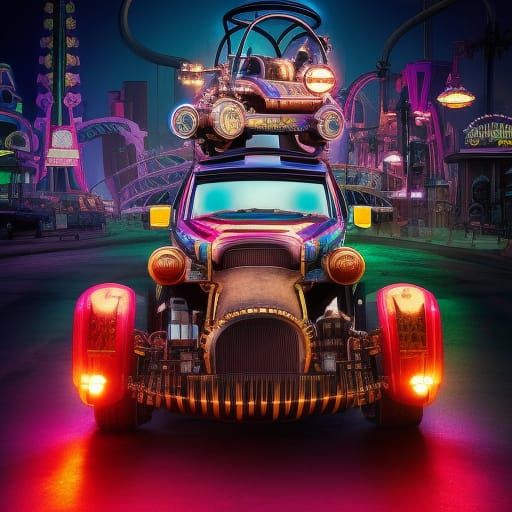 Wacky Races in Steampunk Neon Vegas