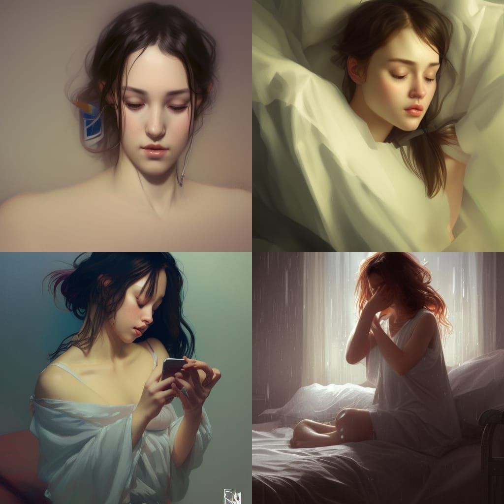 Sad Girl Portrait in Volumetric Lighting Style