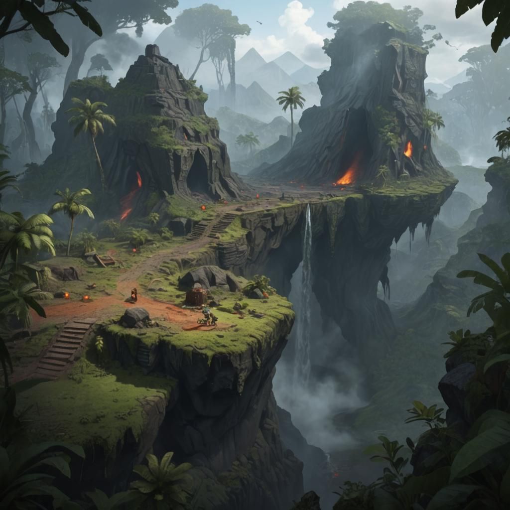 Volcanic Dig Site: Pixar-Style Concept Art