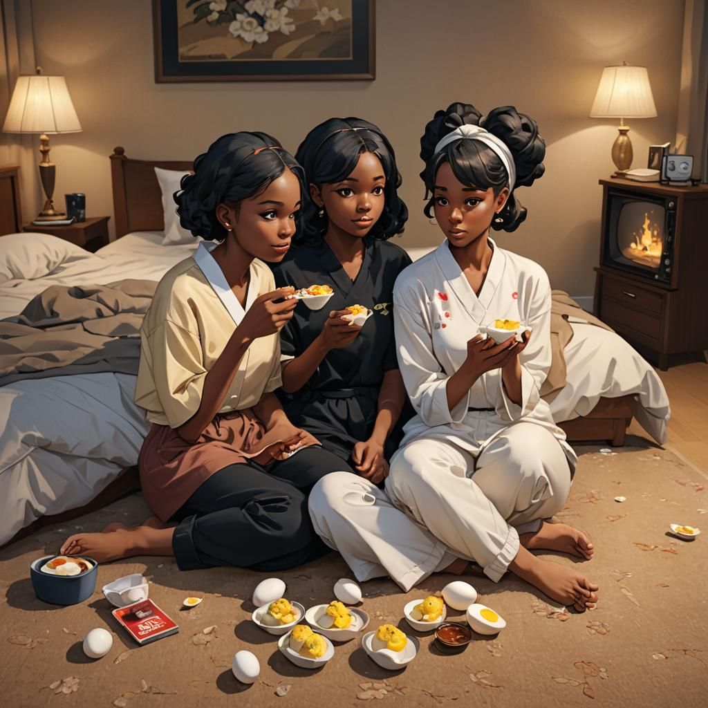 Sisters Watch Golden Girls: 3D Anime Art