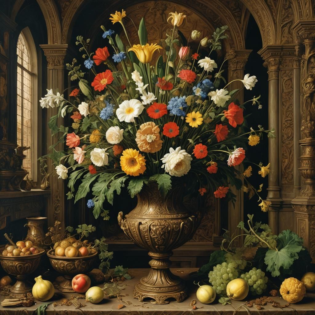 Vase in Netherlandish Realism Style
