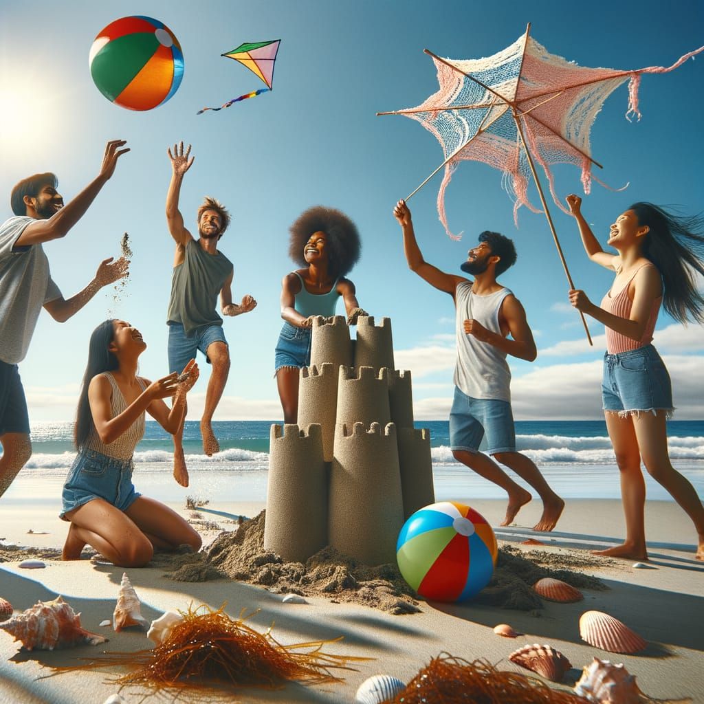 Playing at the beach