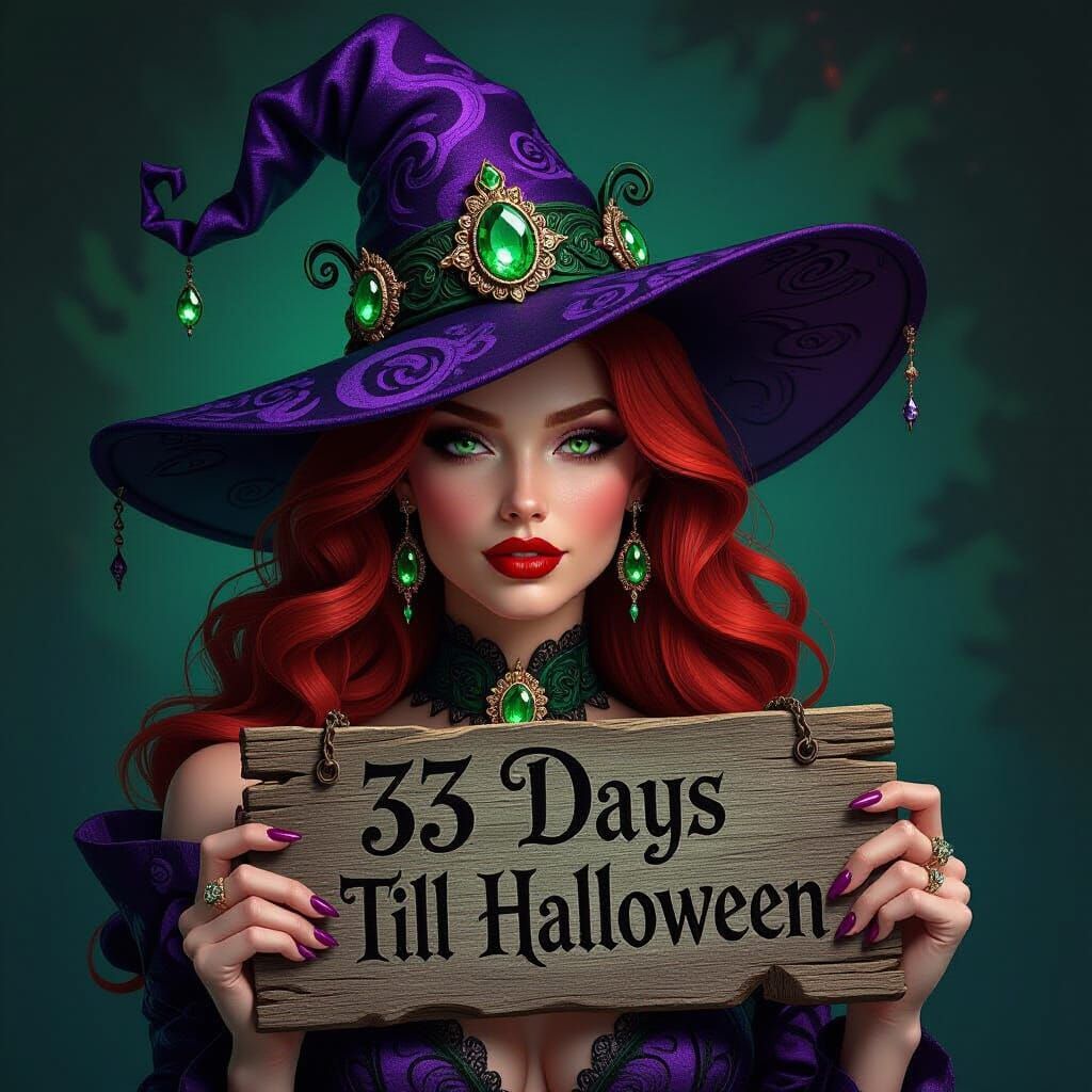 Redhead Witch Hat Femme Fatale 33 Days to Halloween