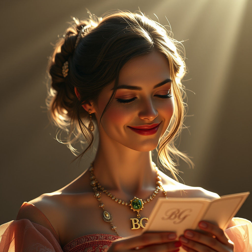 Beautiful Persian Woman Reading a Letter in Hyperrealism