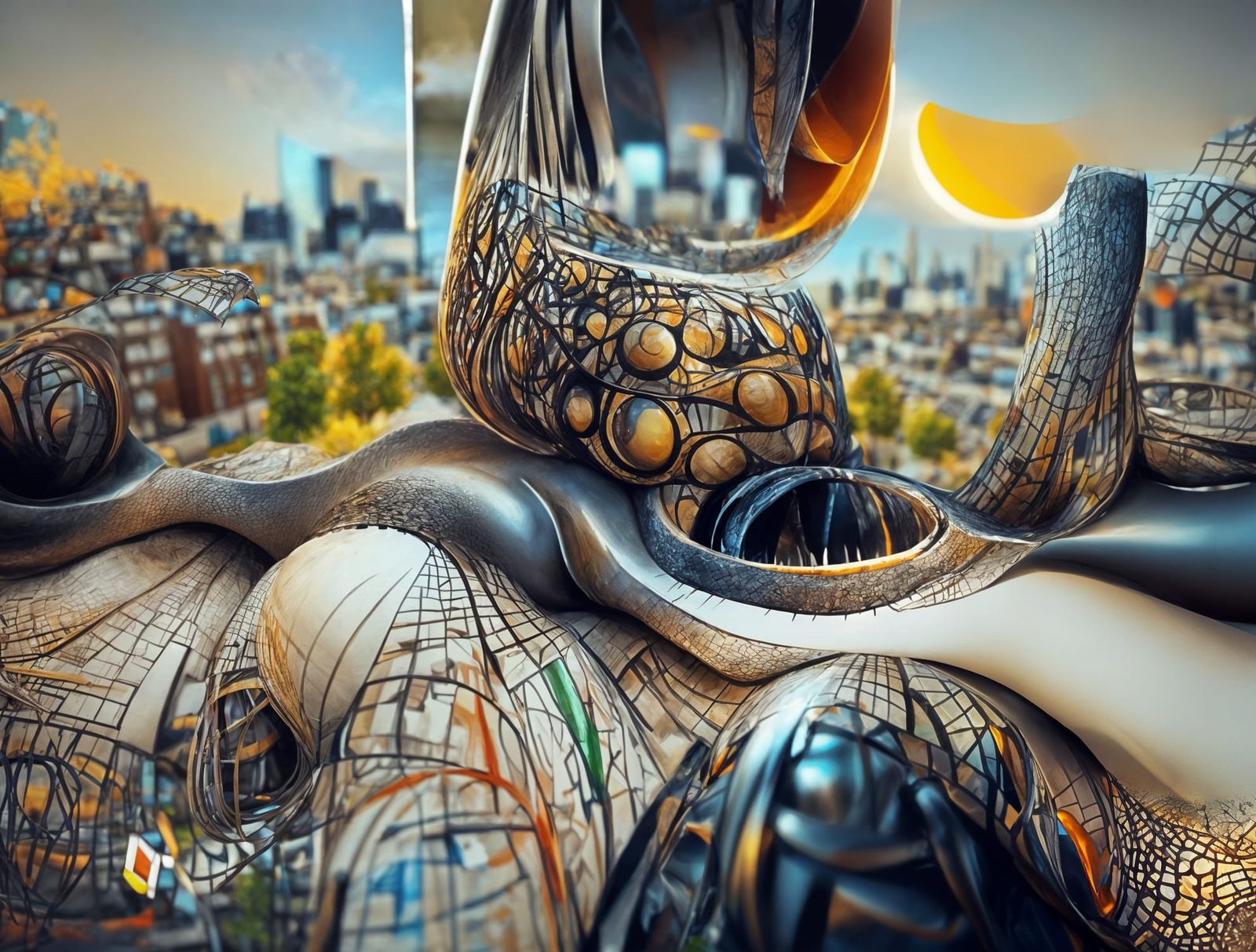 Futuristic Cityscape with Organic Architecture