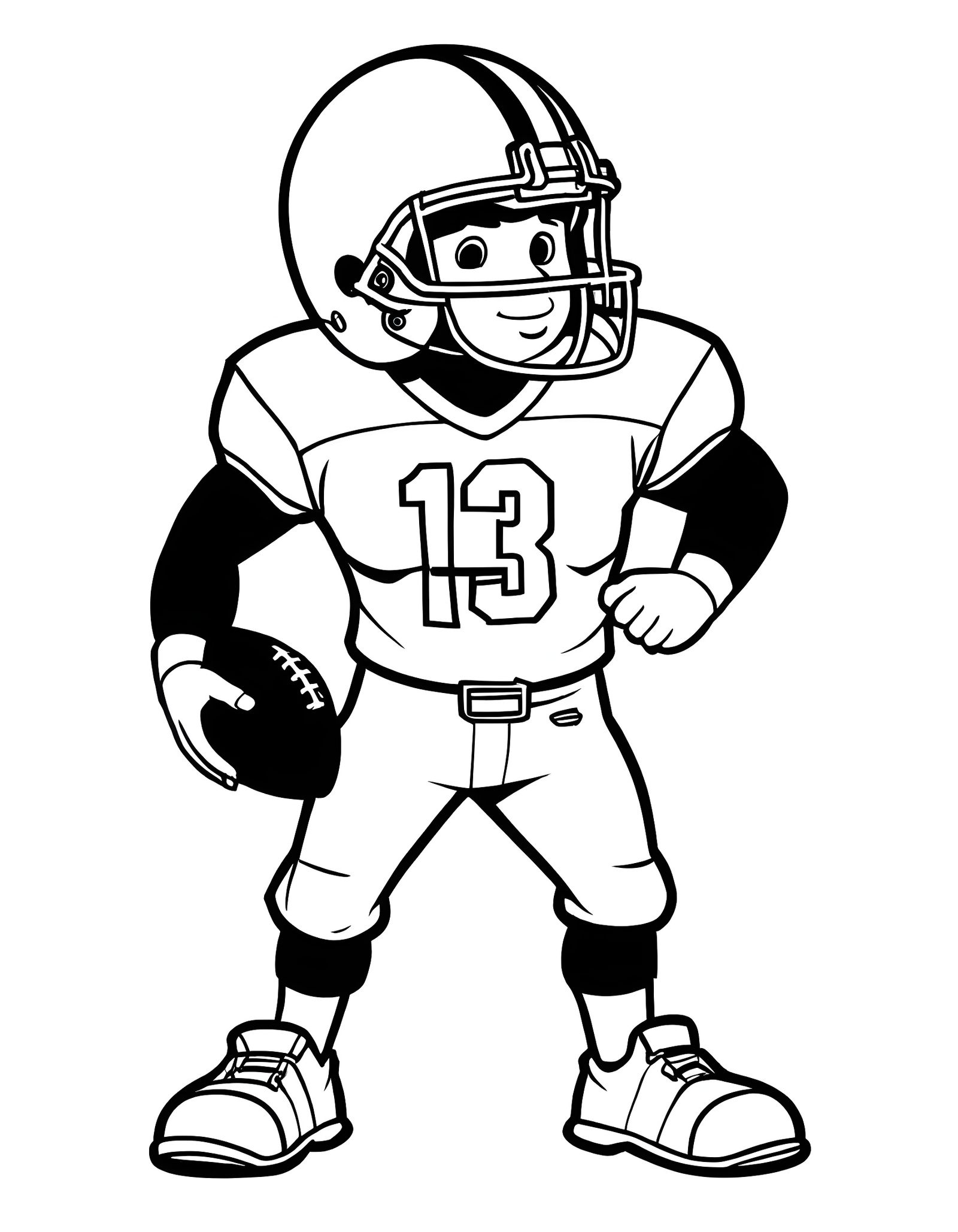 a cartoon little boy American football player