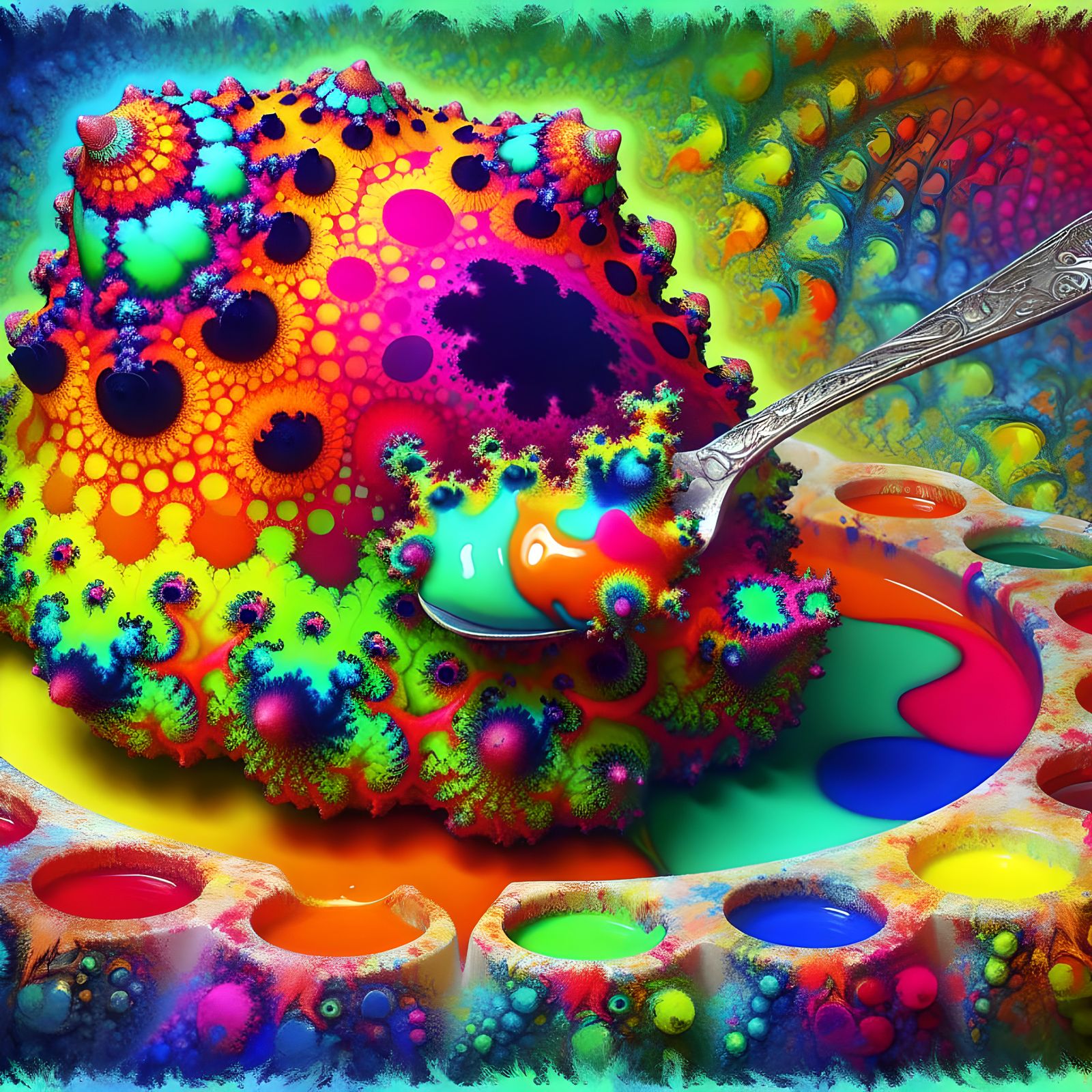 Psychedelic Fractal Pudding for ChromaDepth 3D Glasses