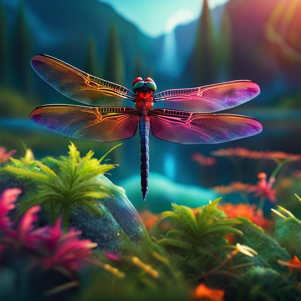 Neon Majestic Dragonfly