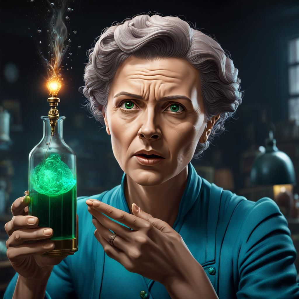 Marie Curie's Radium Discovery: Hyperrealistic Concept Art