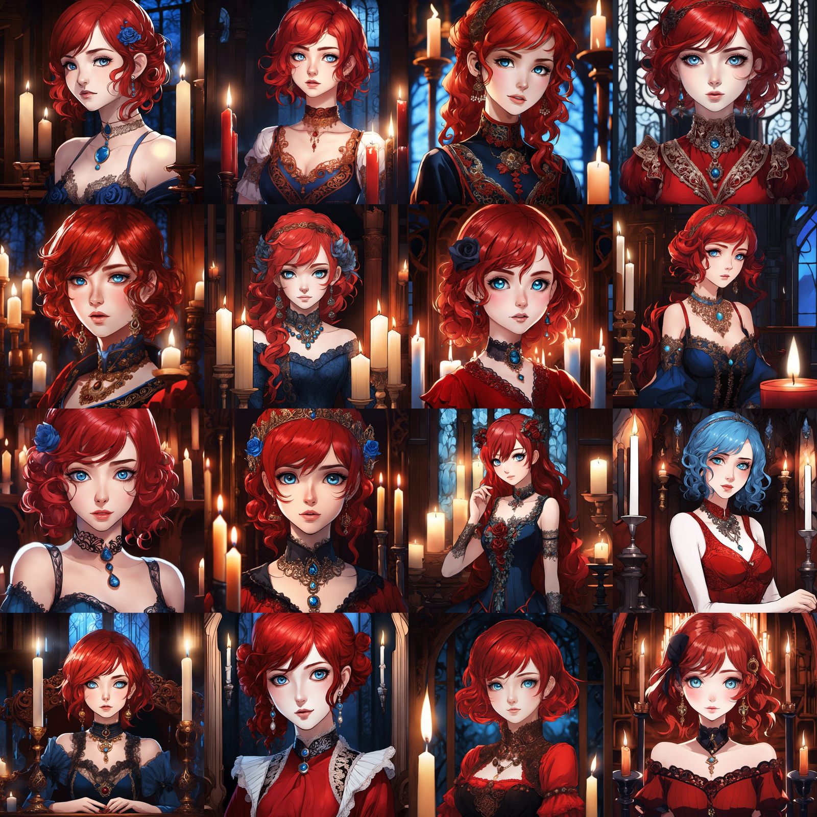 Anime Portrait of Emo Girl with Red Hair