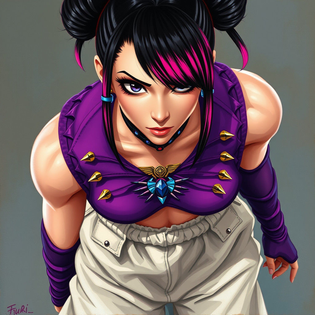 Street Fighter's Juri Han: Oil Painting in Anime Style
