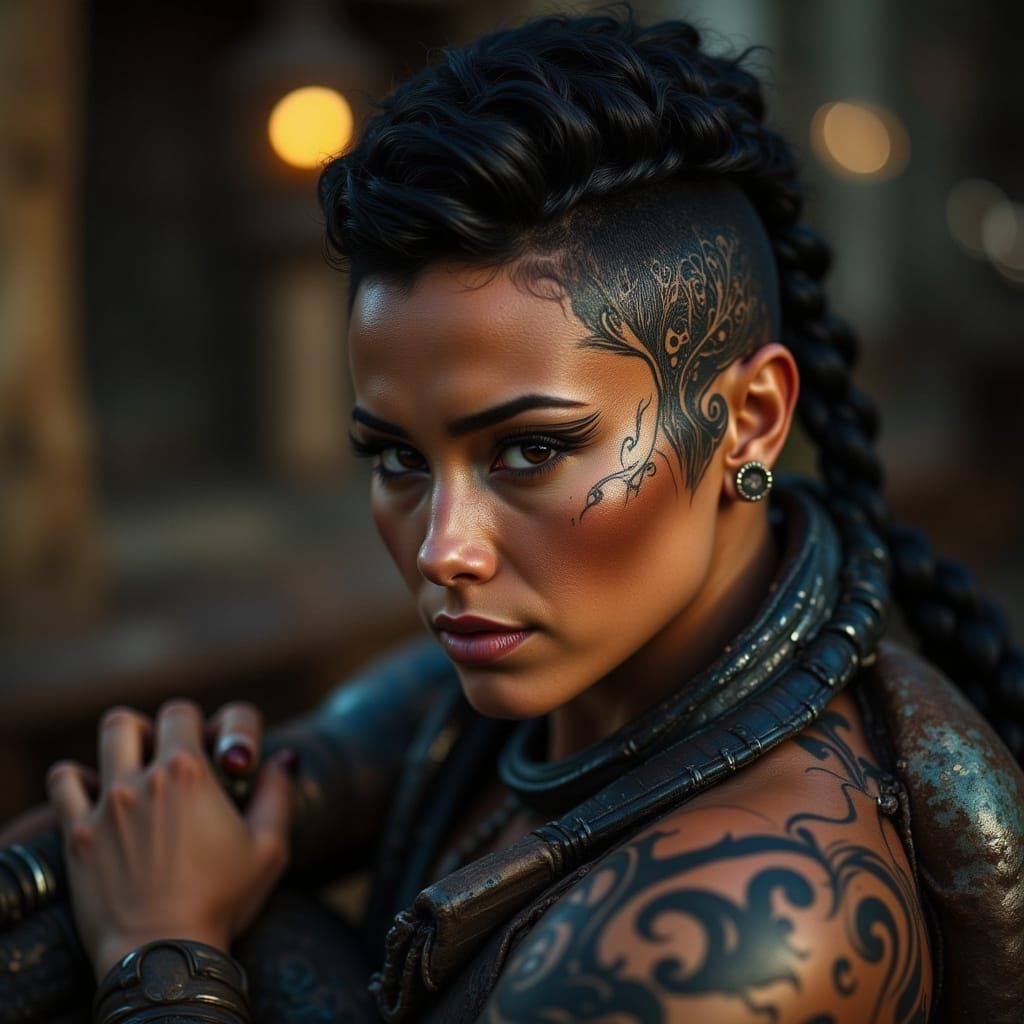 Powerful Woman with Undercut in Hyperrealistic Photo