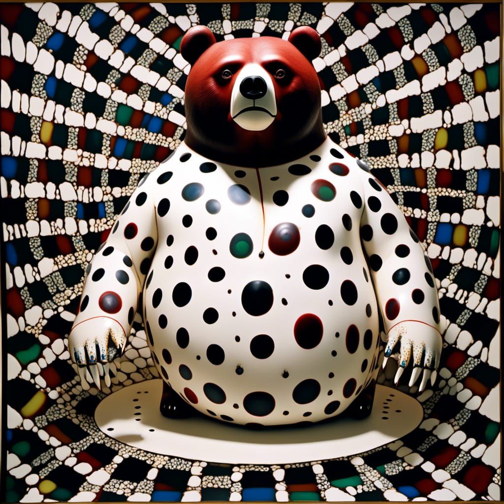 Surreal Ink Splatter Obese Yakuza Bear