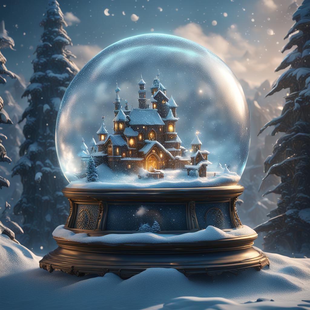 Snow Globe in Blizzarding Wind: Matte Painting