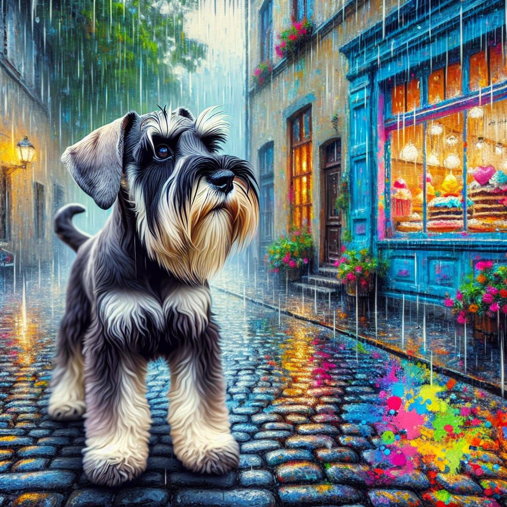 Puppy Dreams of Birthday Cake: Street Art Style