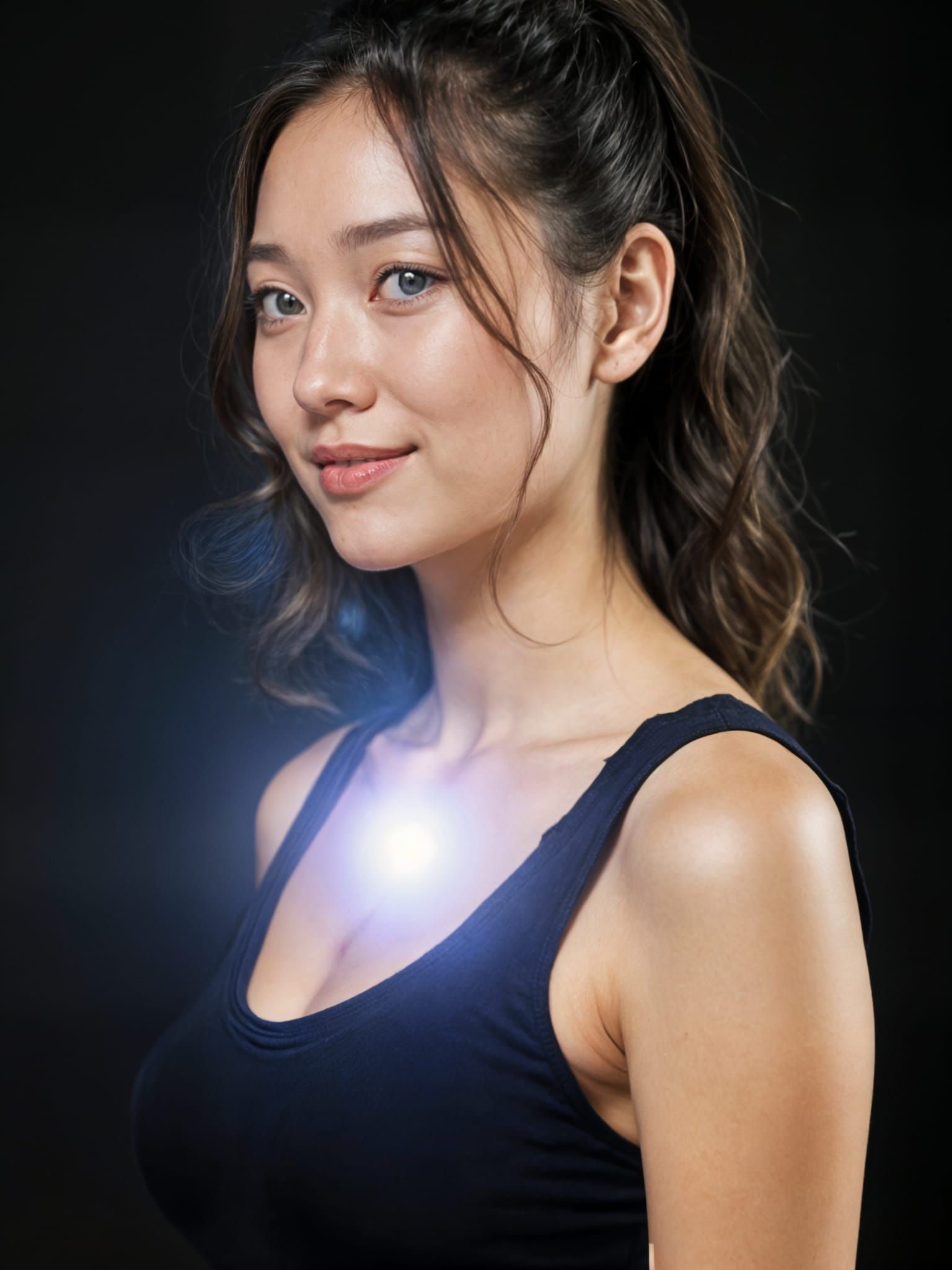 Woman Radiating Blue Light From Forehead