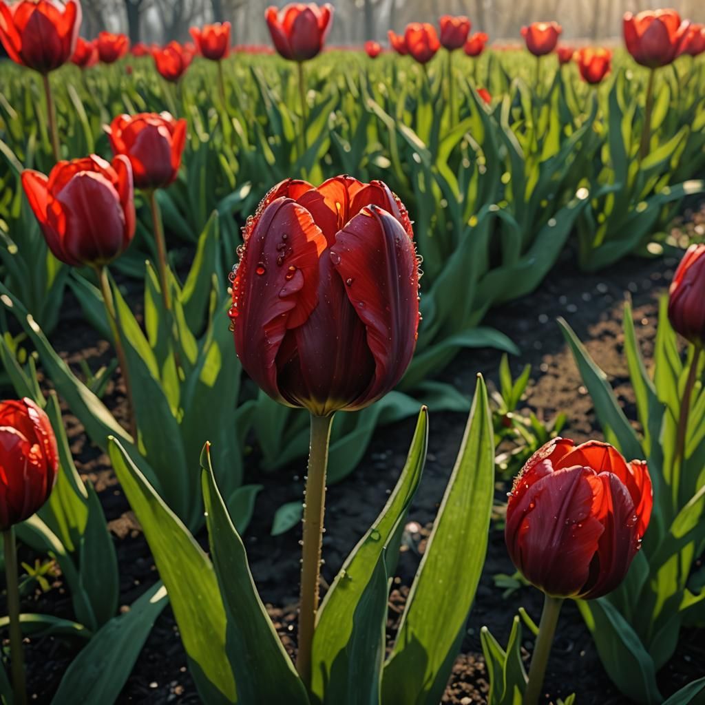 dewy flawless dark red TULIP