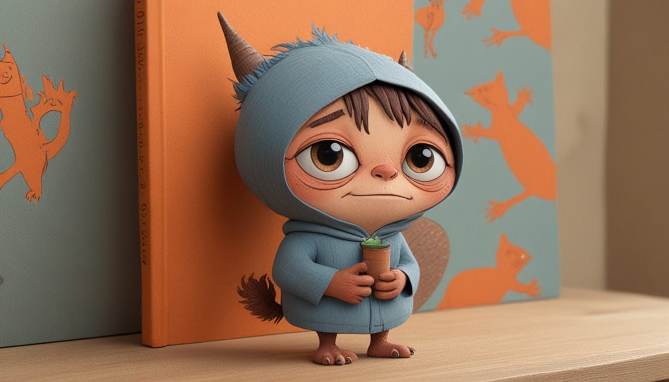 Whimsical Copper Creature in a Wild Doodle Style