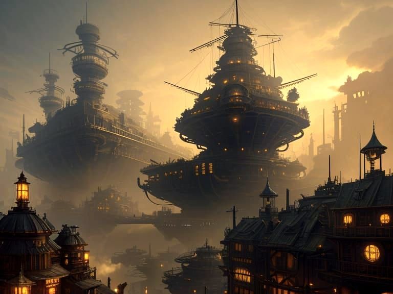 Steampunk City on Colossal Turtle Back