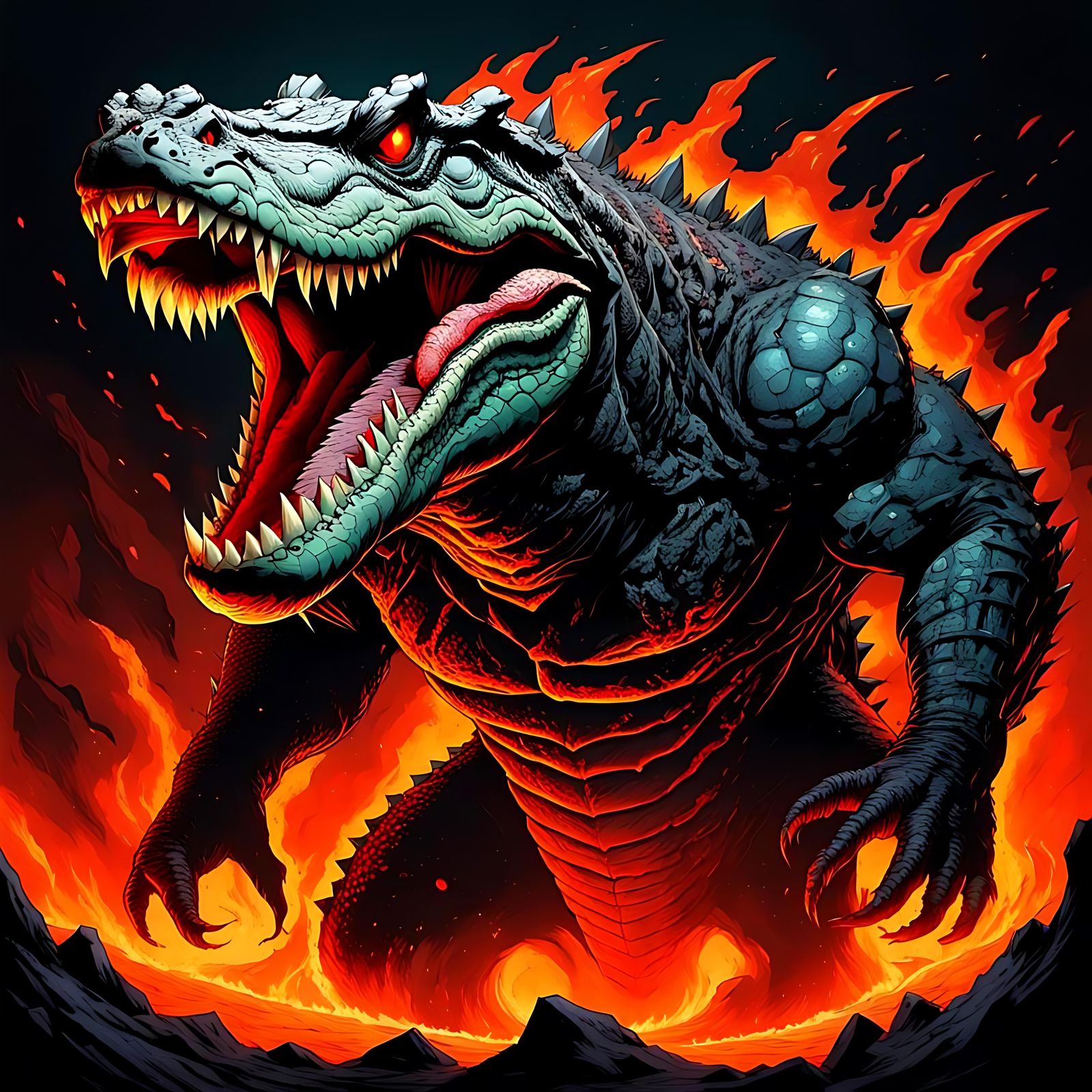 Infernal Crocodile in Fiery Red