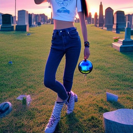 Androgynous Elf Warrior in Cemetery at Sunset
