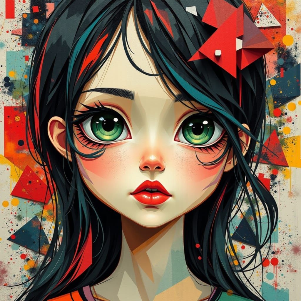 Cute Portrait in Pop Surrealism Style