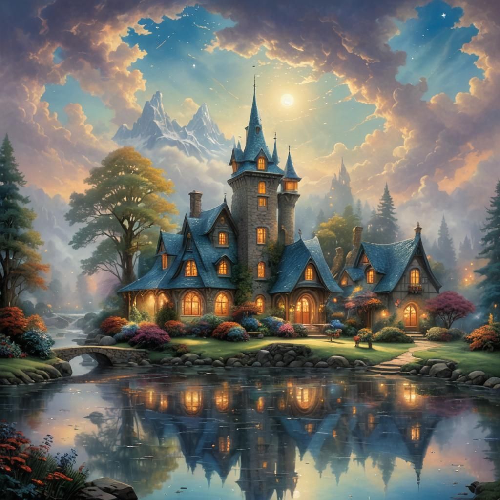 Ethereal Reflective Scene in a Misty Fantasy Style