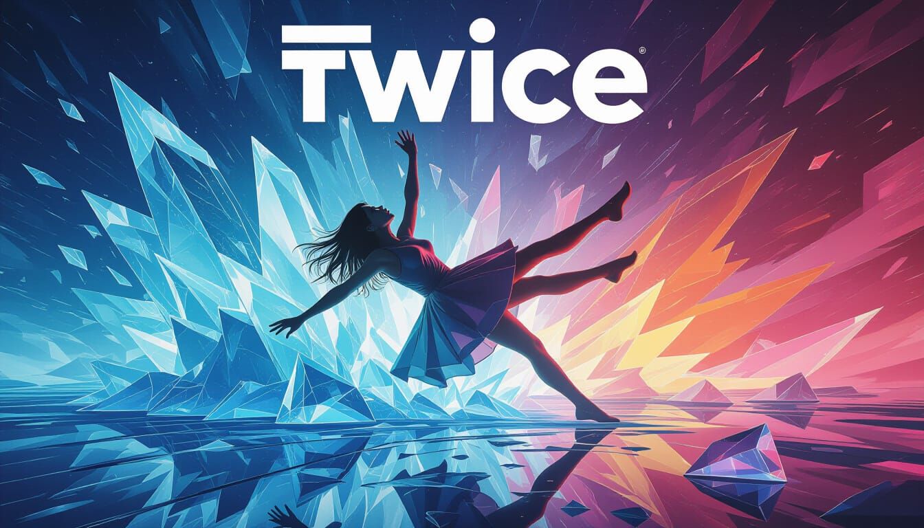 Polychromatic Music Cover with Falling Figure in Acrylic Sty...