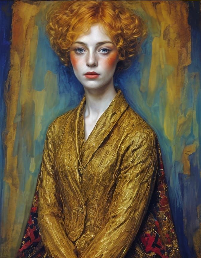 Vibrant Expressionist Portrait with Distorted Proportions in...