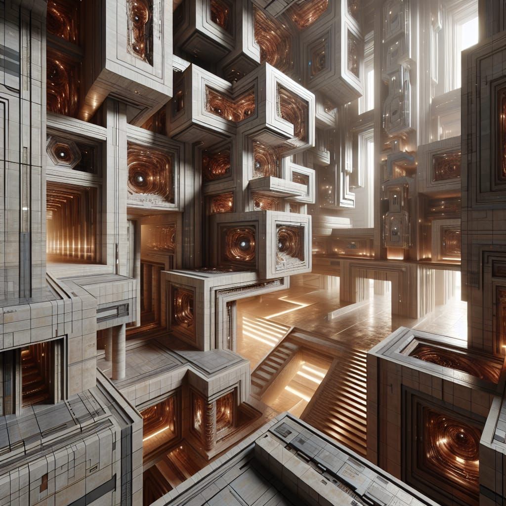 Futuristic 4D Hypercube Inspired Interior in 8K HD