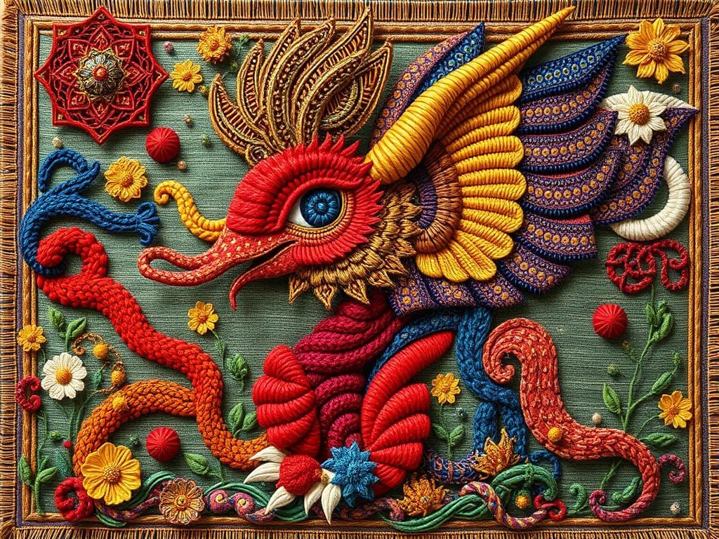 Surrealist Tapestry in Vibrant Colors