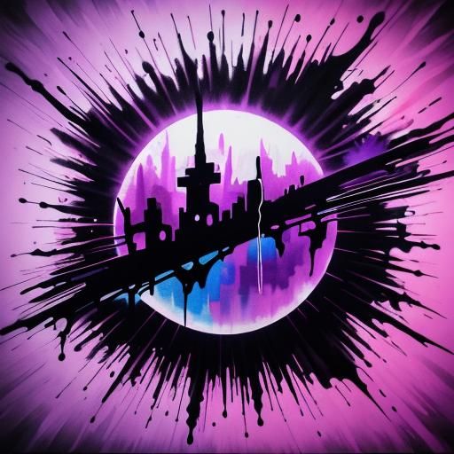 Violet Flame Abstract Background in Graffiti Art Style