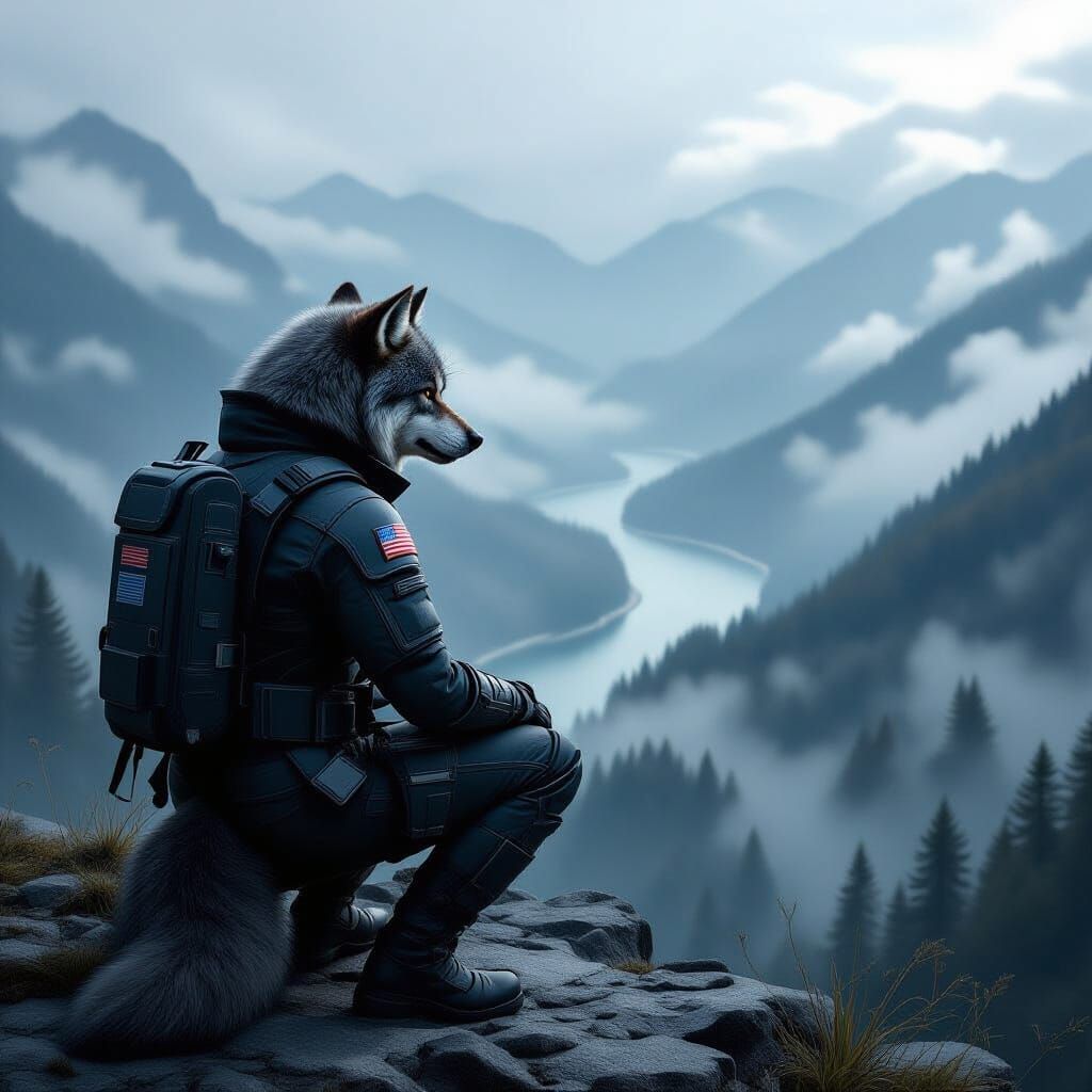Werewolf in an space uniform views Misty Valley