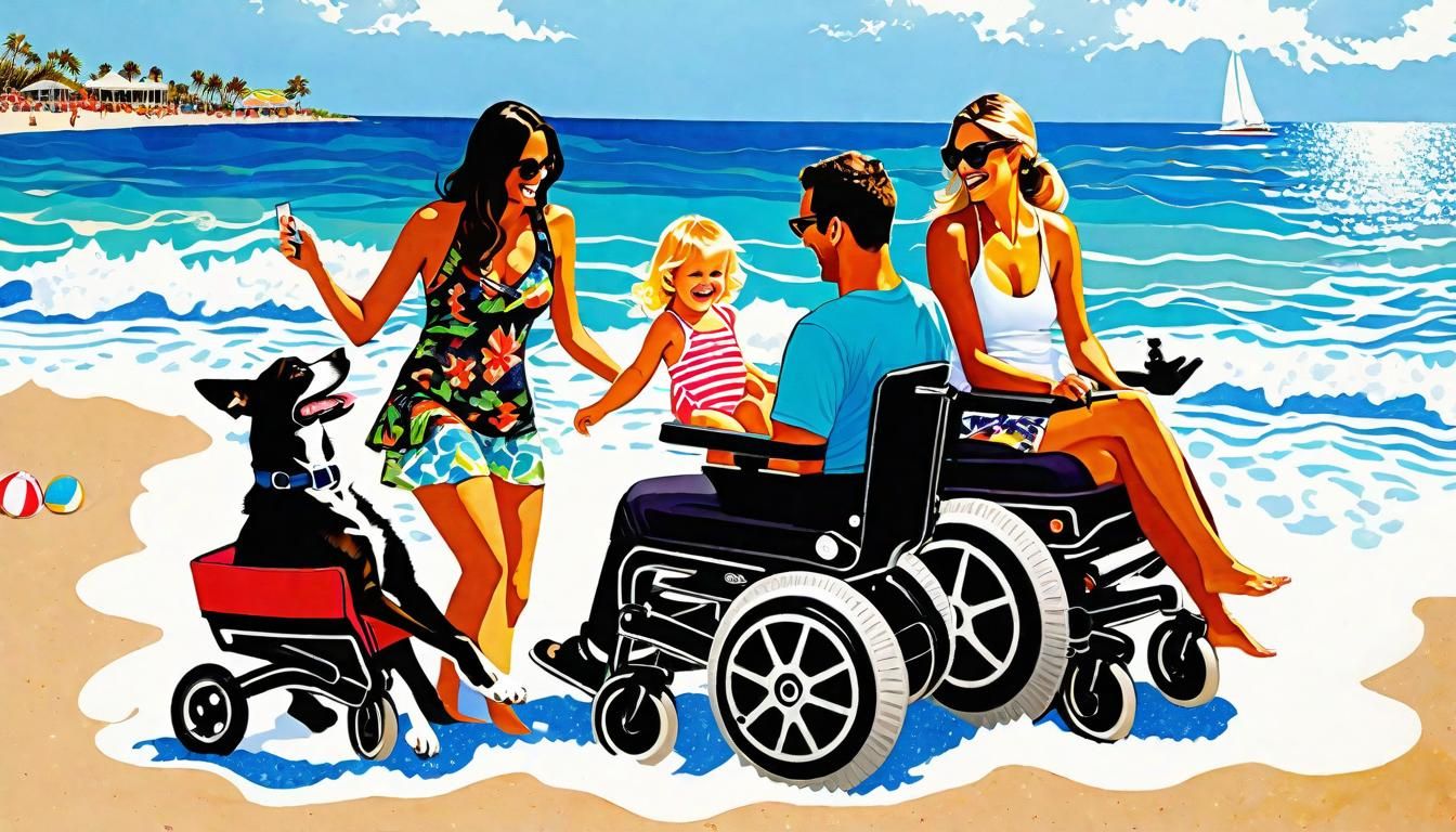 Beach Day Collage with Wheelchair Users