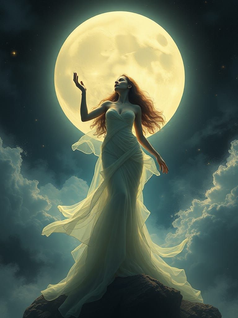 Pale Moon Celestial Scene