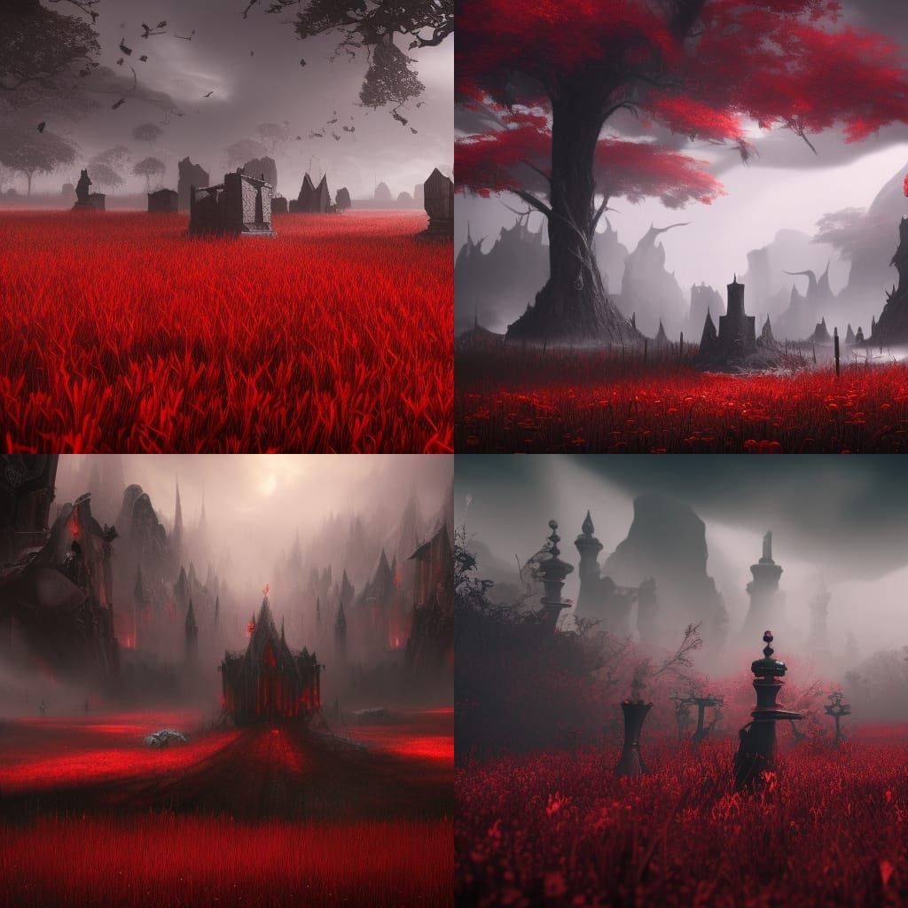 Red Chess Piece in Field of Black: Detailed Matte Painting